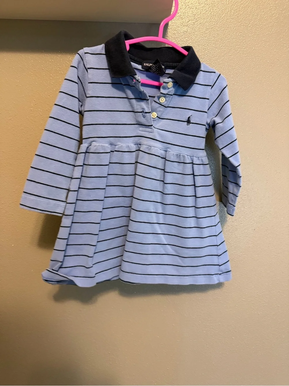 Ralph Lauren Light Blue and Navy Striped Polo Dress